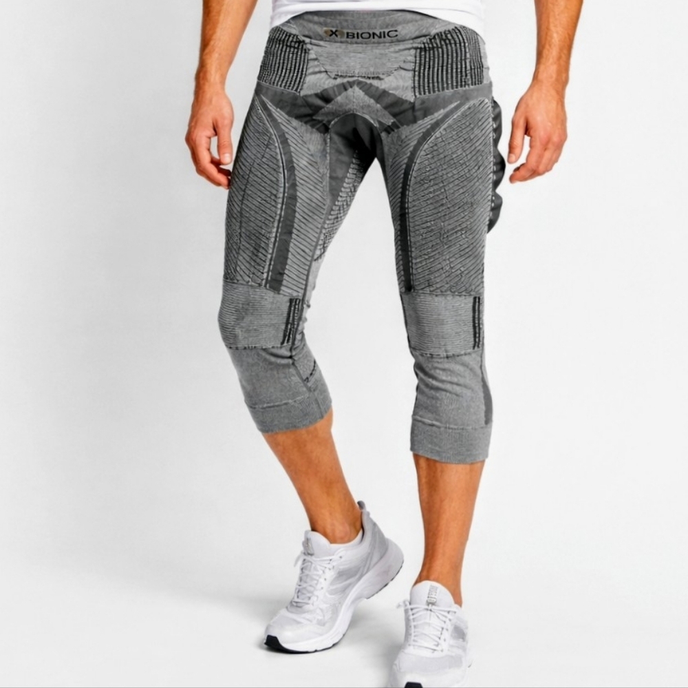 X-Bionic Gray Black Performance Running Compression Leggings Base Layer Small
